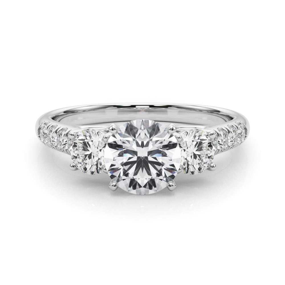 Multiple Round Diamond Setting Round Three Stone With Diamond Setting 0.75 Carat Side Weight ...