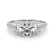 Round Three Stone With Diamond Setting 0.75 Carat Side Weight