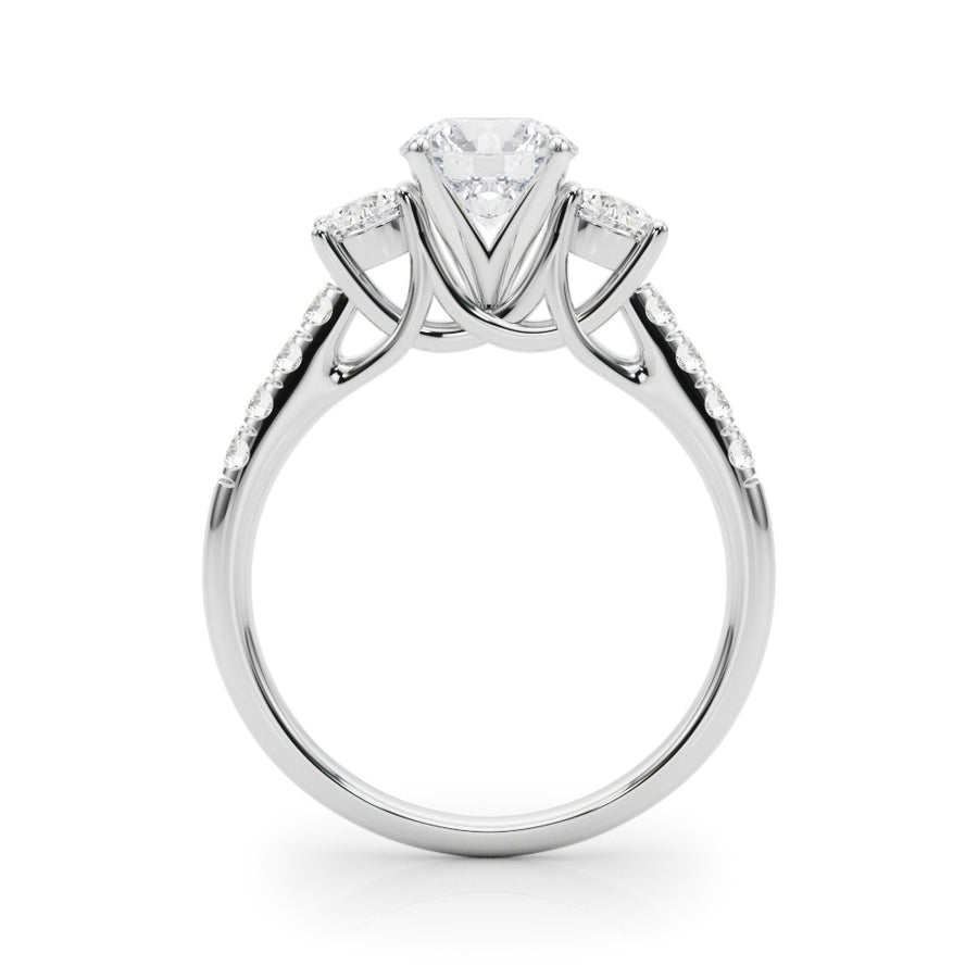 Round Three Stone With Diamond Setting 0.75 Carat Side Weight