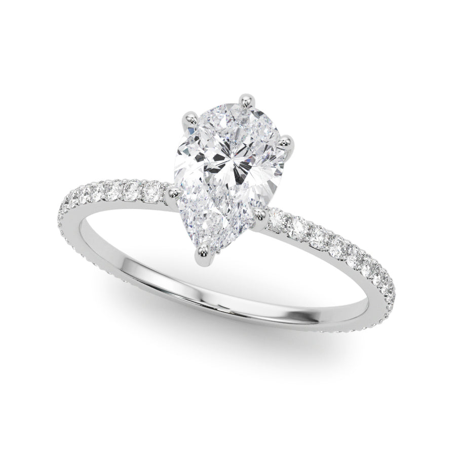 Pear Hidden Halo Setting with Diamond Band