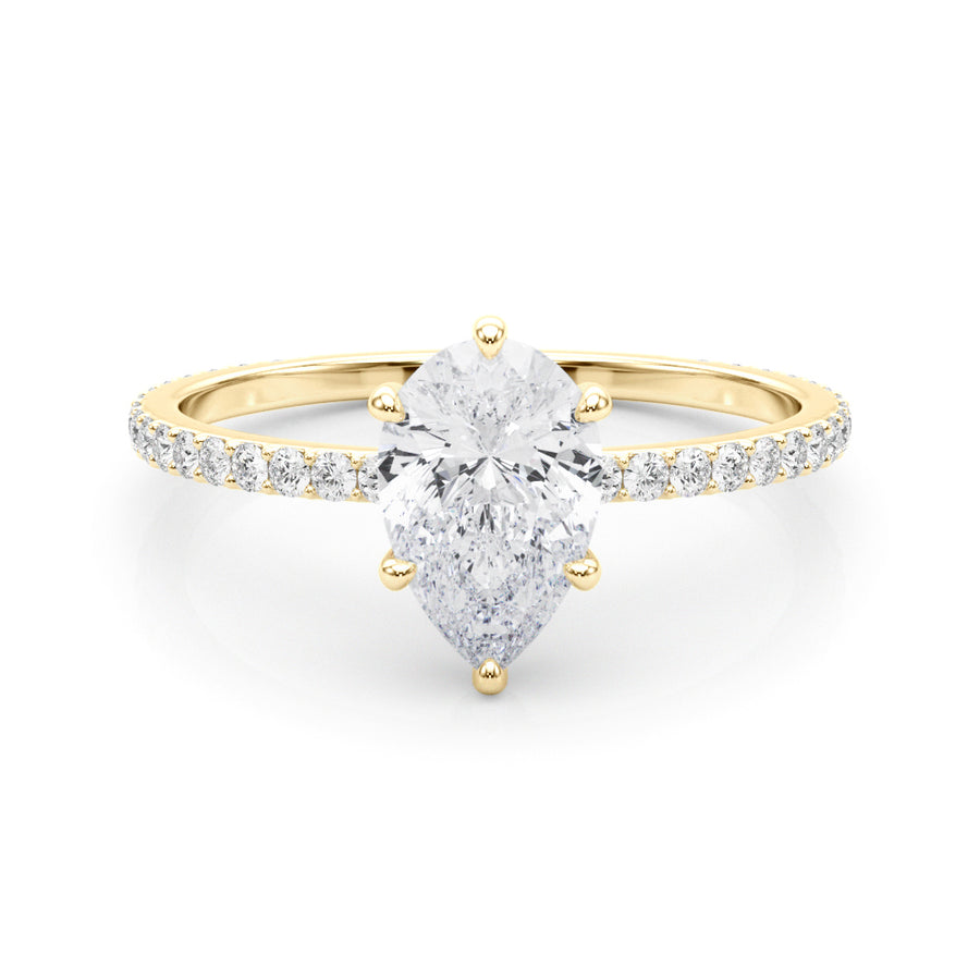 Pear Hidden Halo Setting with Diamond Band