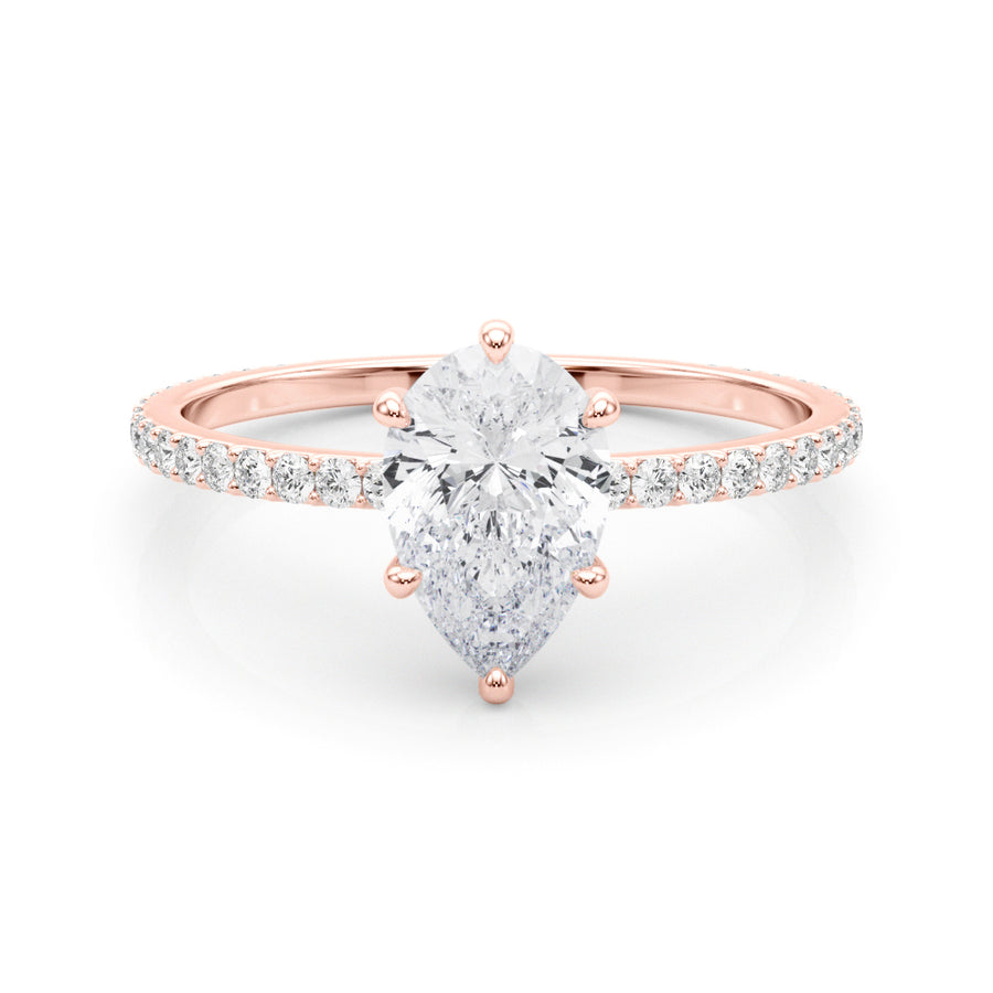 Pear Hidden Halo Setting with Diamond Band