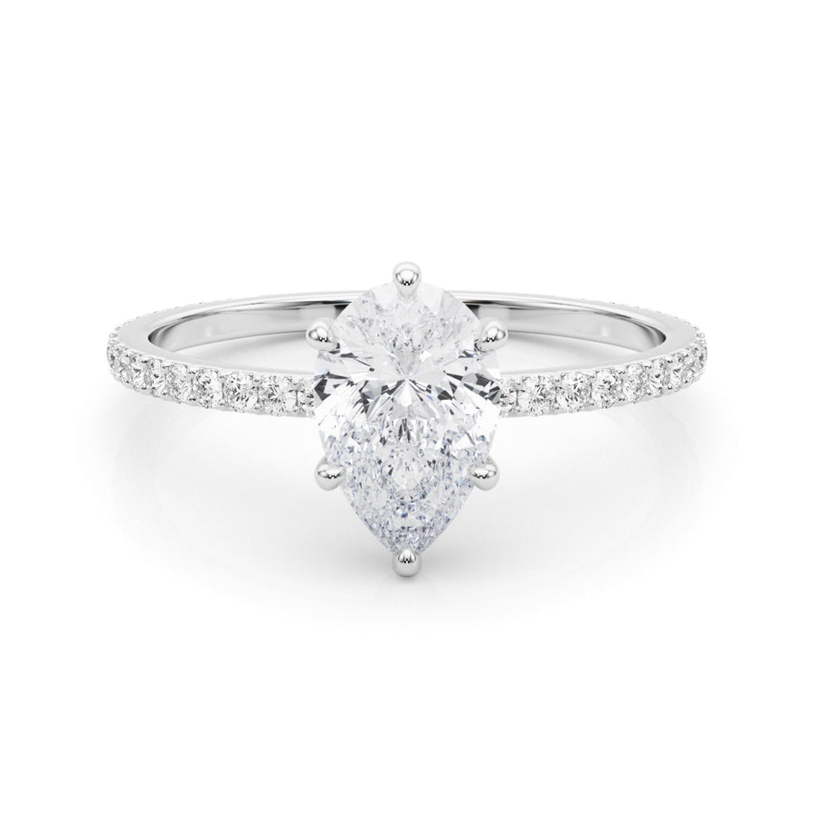 Pear Hidden Halo Setting with Diamond Band