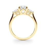 Round with Pear Sides Three Stone Ring