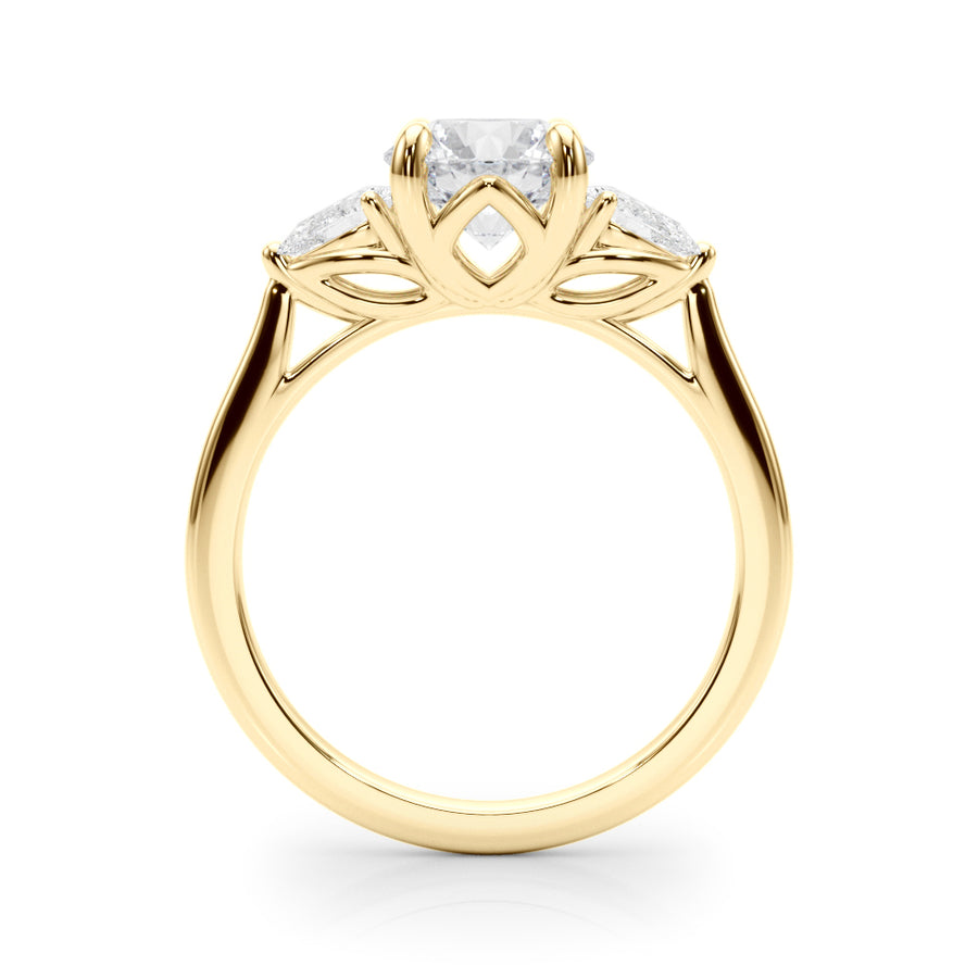 Round with Pear Sides Three Stone Ring