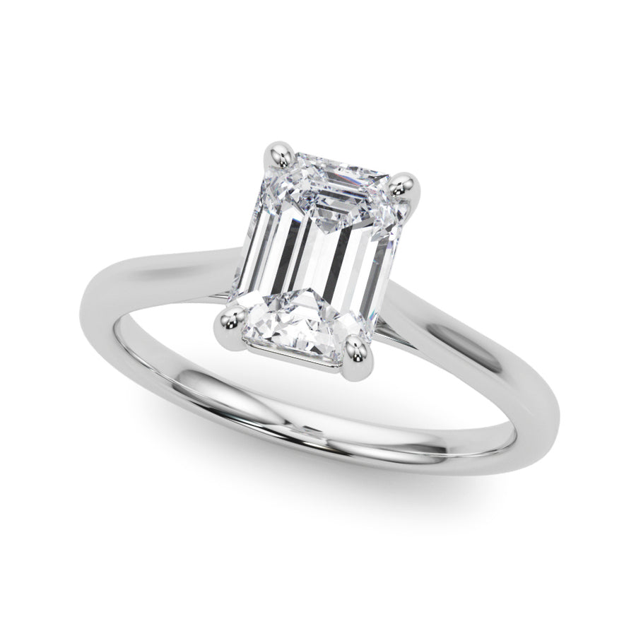 Low Set Emerald Cut Solitaire