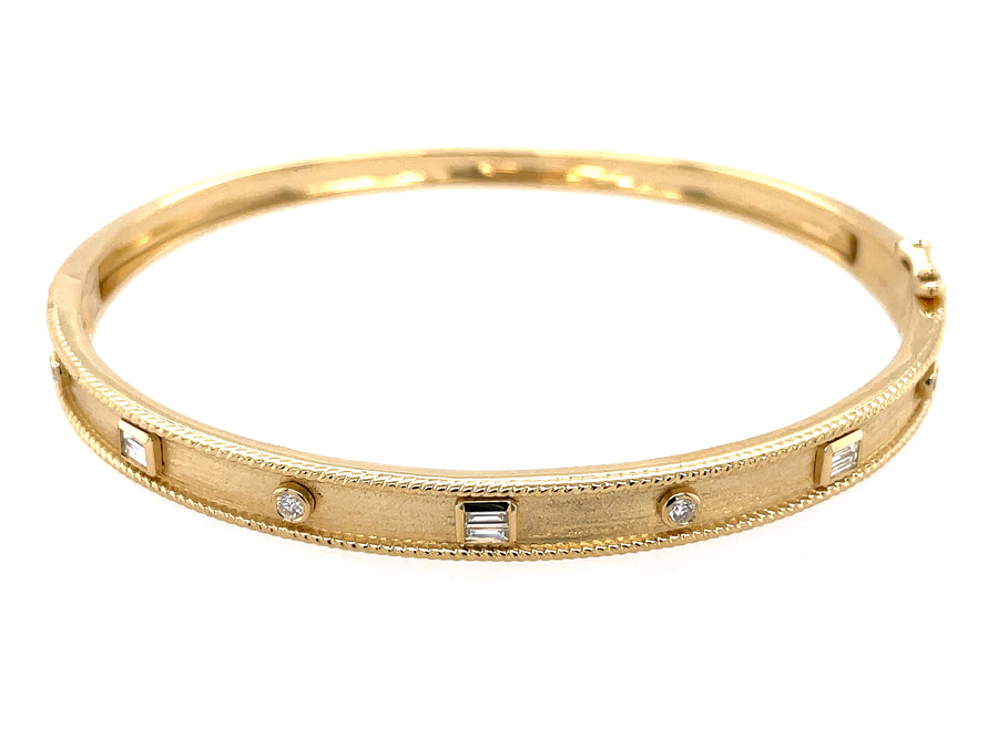 Alternating Diamond Gold Bangle