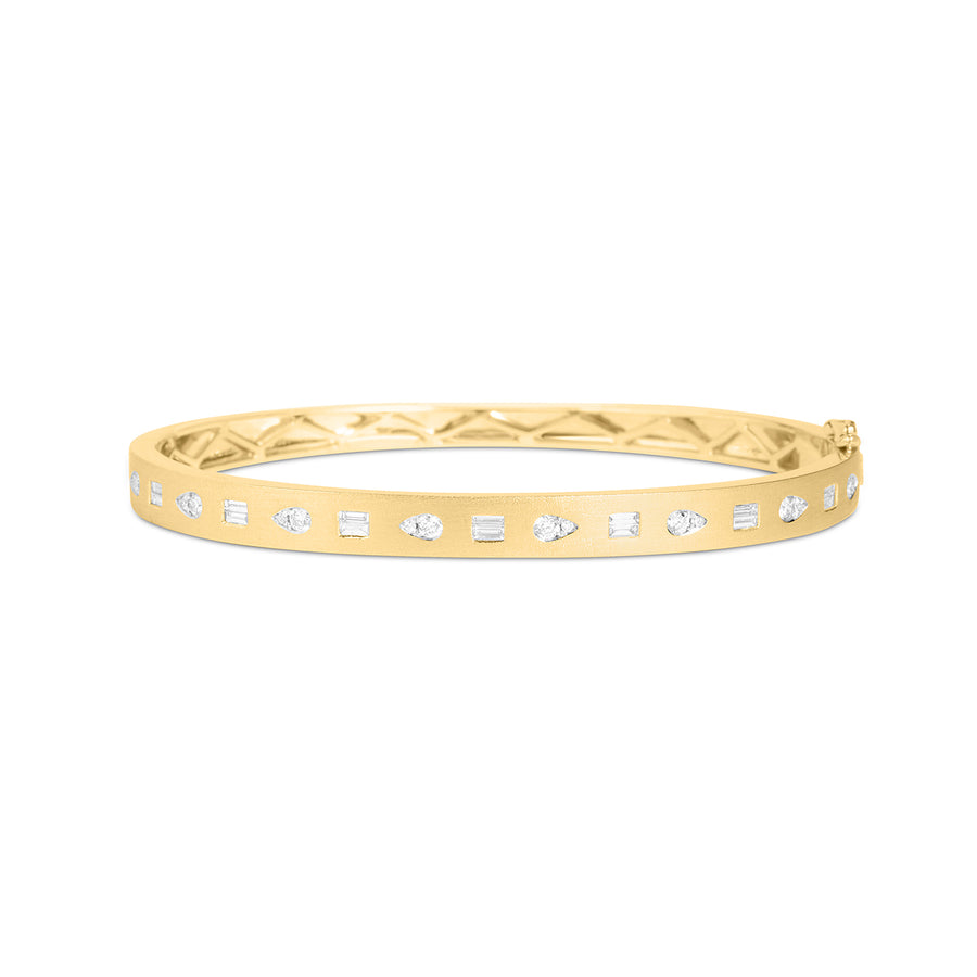 Alternating Diamond Gold Bangle