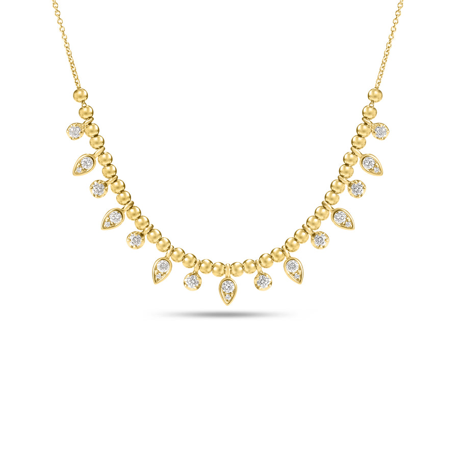 Beaded Pear & Round Diamond Necklace