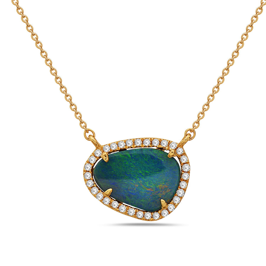 1 Carat Opal & Diamond Necklace