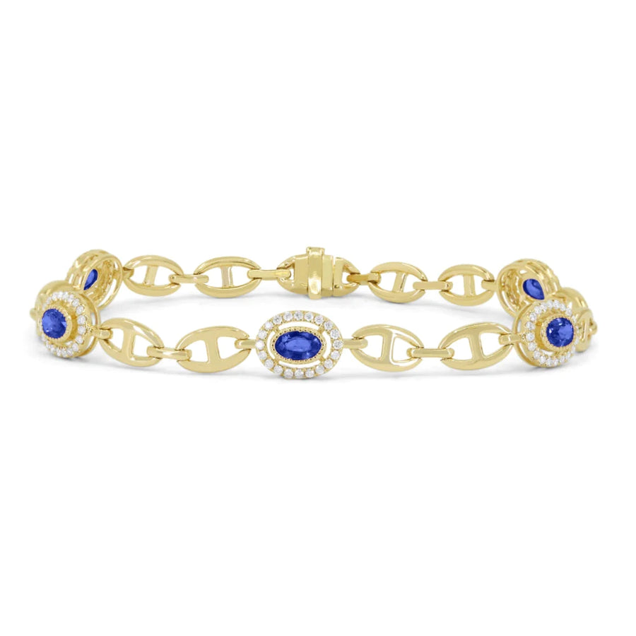 Sapphire & Diamond Anchor Chain Bracelet