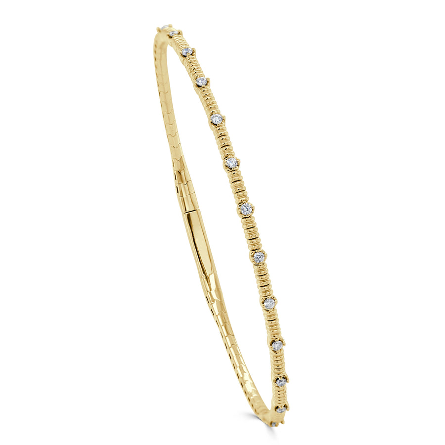 14kt Yellow Gold Flexible Diamond Bangle .20 carat