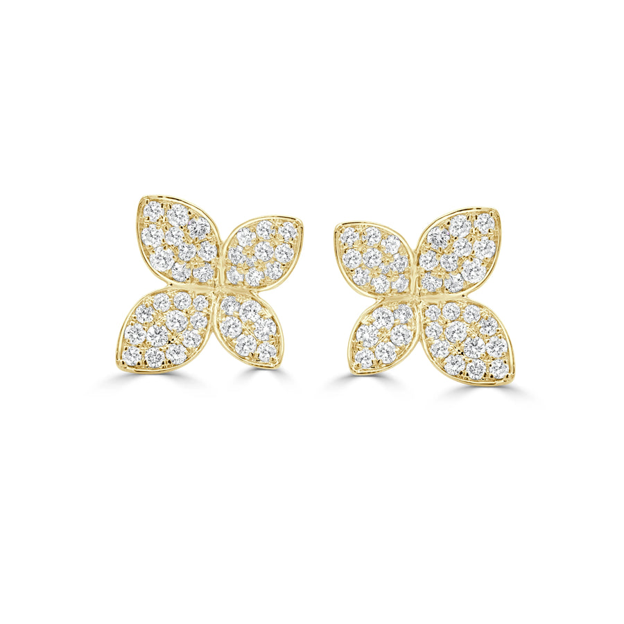 Large Diamond Flower Stud Earrings