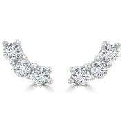 3 Stone Diamond Ear Climbers