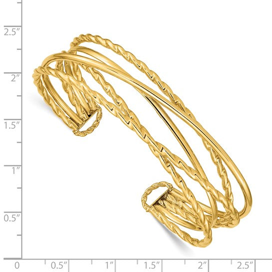 DB681 14kt Yellow Gold Multi Row Cuff Bracelet