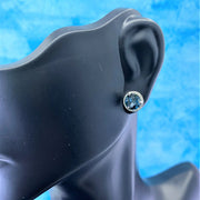 E1023 London Blue Topaz & Diamond Halo Earrings