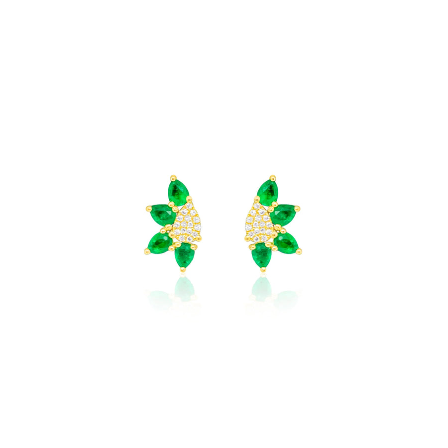 Yellow Gold Diamond and Emerald Studs