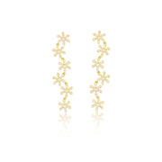 1.5 inch 14kt yellow gold Diamond Flower Drop Earrings