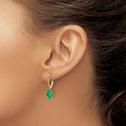 Diamond & Emerald Dangle Hoop Earrings