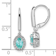 14K White Gold Lab Grown Diamond and Paraiba Halo Drop Earrings