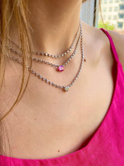Pink Sapphire & Diamond Necklace