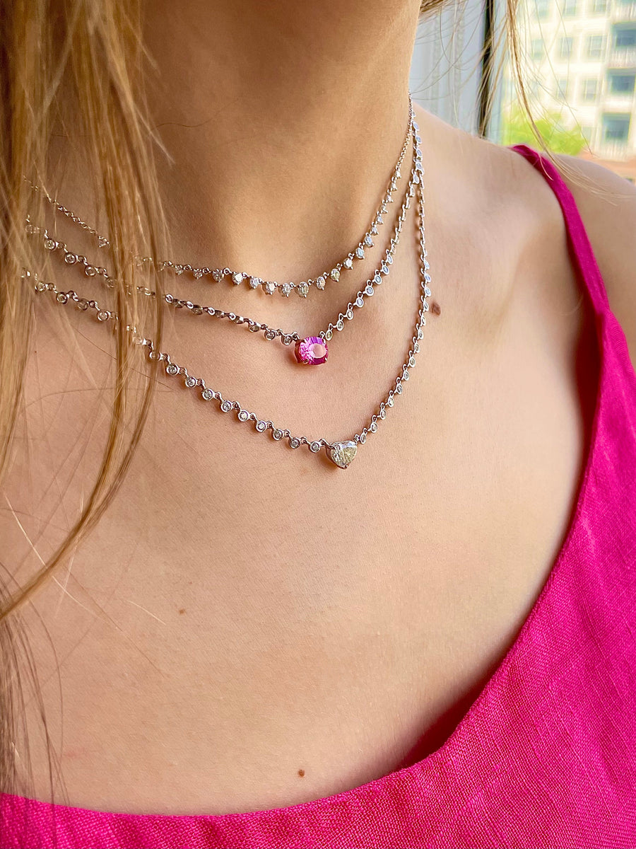 Pink Sapphire & Diamond Necklace