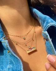 Yellow Gold Rainbow Bar Necklace