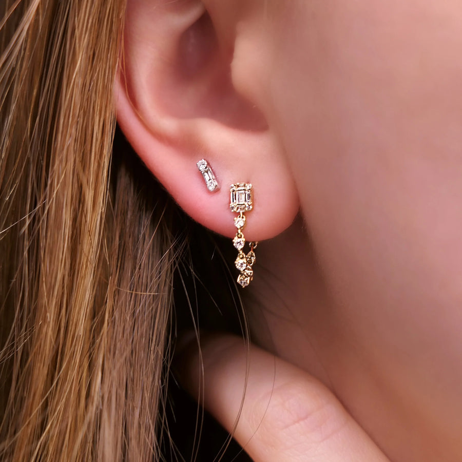 Emerald Cut Illusion Studs