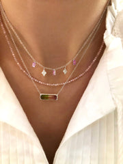 Rose Gold Watermelon Tourmaline Bar Necklace