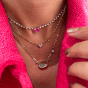 Pink Sapphire & Diamond Necklace