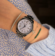 Emerald Bead Bracelet with Diamond Bezels