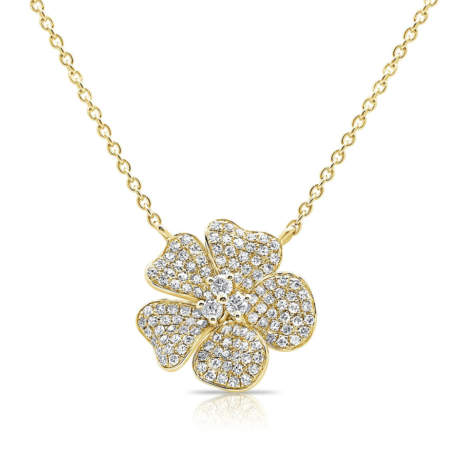 14kt Gold Diamond Flower Necklace