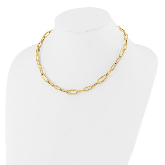 14kt Yellow Gold 18 inch Textured 8.3mm Paperclip Necklace