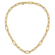 14kt Yellow Gold 18 inch Textured 8.3mm Paperclip Necklace