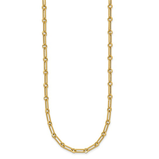 18 Inch 14kt Yellow Gold 3.3mm Paperclip & Round Loops Chain