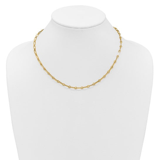 18 Inch 14kt Yellow Gold 3.3mm Paperclip & Round Loops Chain