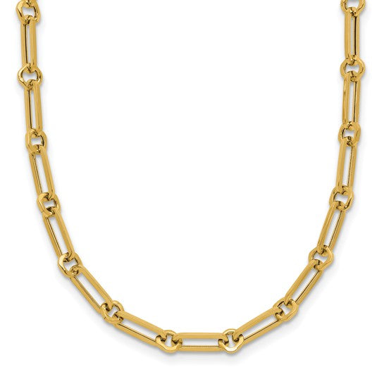 18 Inch 14kt Yellow Gold 3.3mm Paperclip & Round Loops Chain