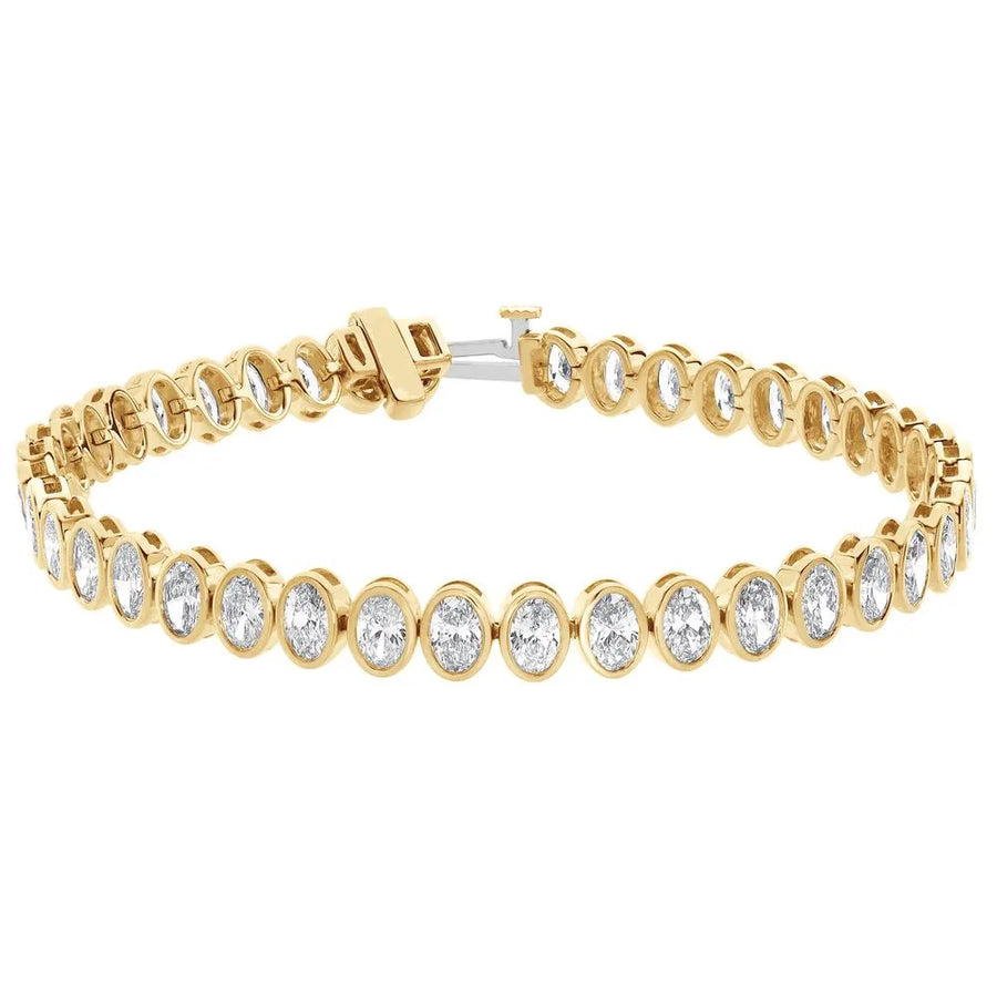 7.70 Carat Lab Grown Oval Diamond Bezel Bracelet