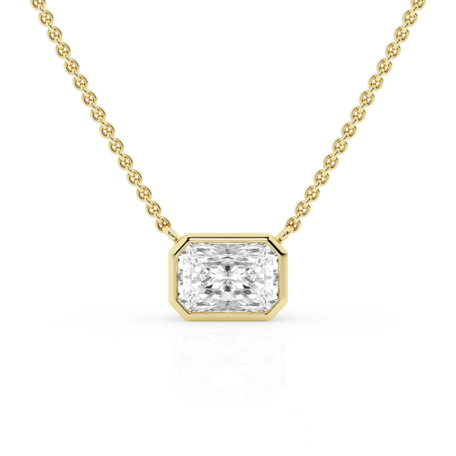 1.50 Carat Lab Grown Radiant Cut Bezel Necklace