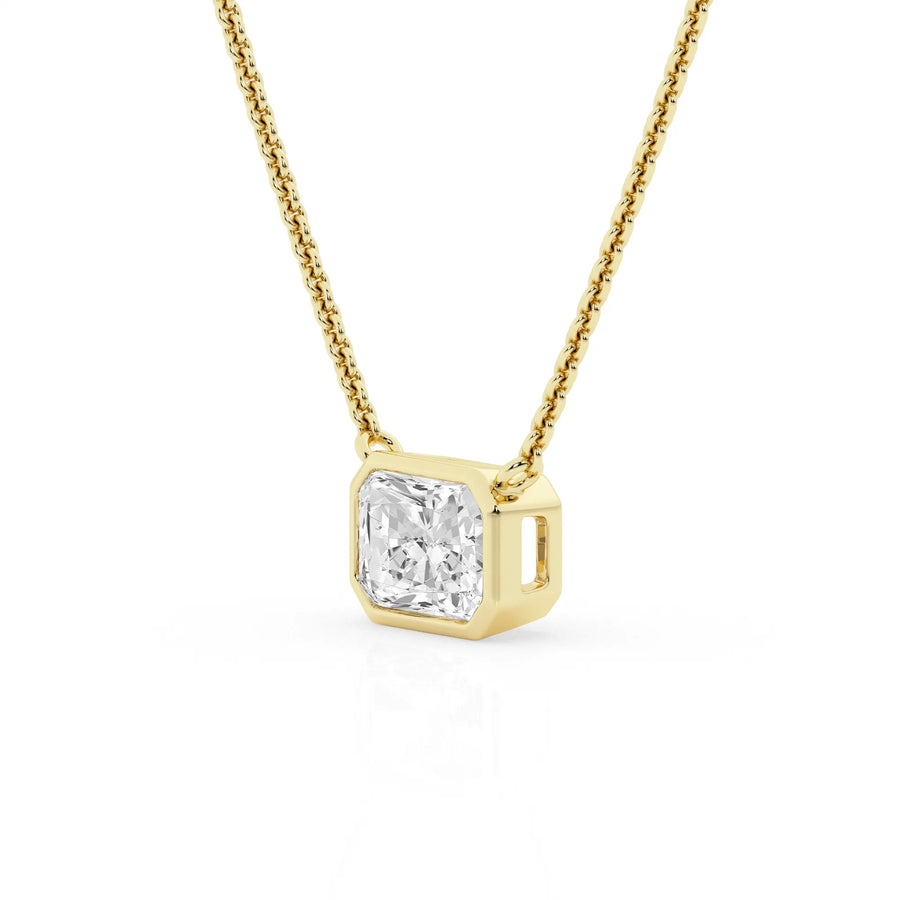 1.50 Carat Lab Grown Radiant Cut Bezel Necklace