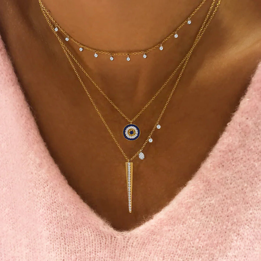 N10362 Hanging Diamond Bezel Necklace