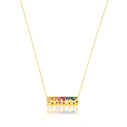 Yellow Gold Rainbow Bar Necklace