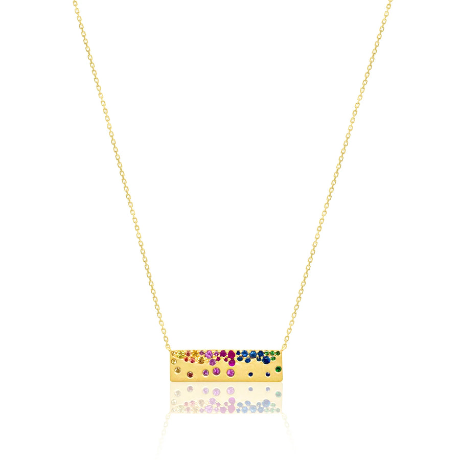 Yellow Gold Rainbow Bar Necklace