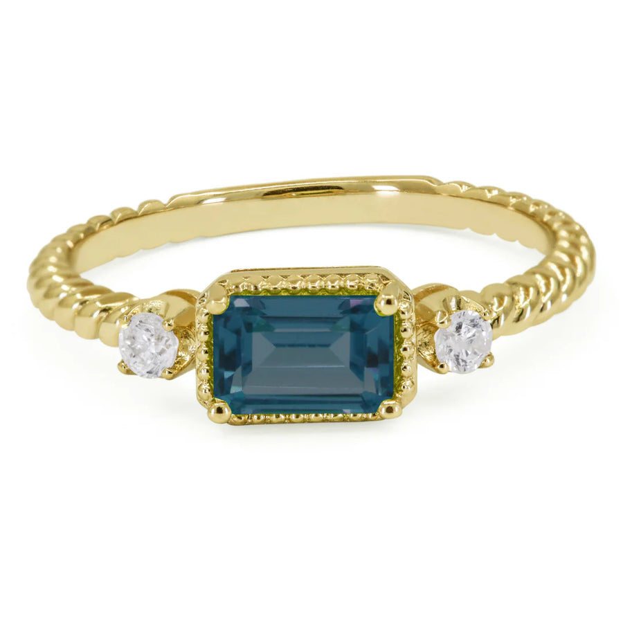 London Blue Topaz & Diamond Accent Cable Ring