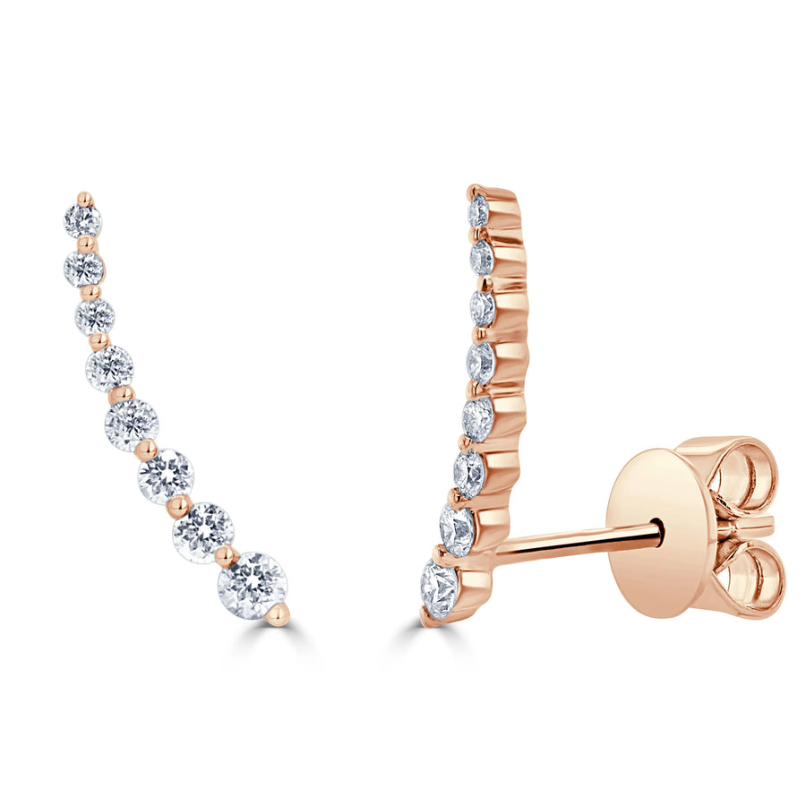 14k Gold & Diamond Ear Climber Earrings