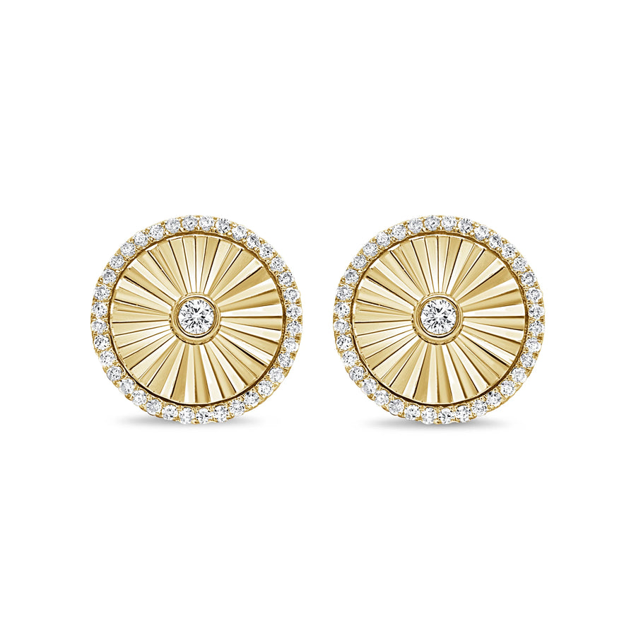 Fluted Gold Disc Earrings