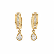 Baguette & Pear Drop Earrings 1.75 carat