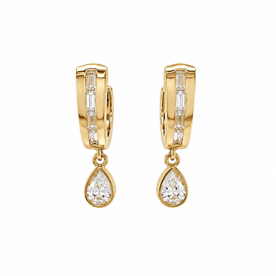 Baguette & Pear Drop Earrings 1.75 carat