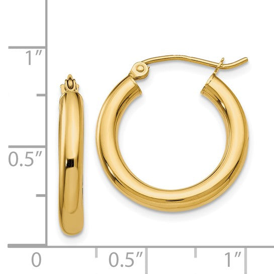 T938 3mm Yellow Gold Hoops