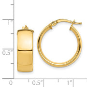 TF1412  14kt yellow gold 7mm wide hoop earrings